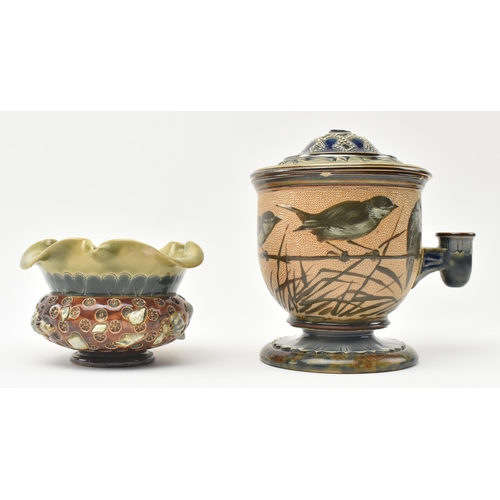 82 - Florence Barlow for Doulton Lambeth - An early 20th century circa 1900 stoneware Isobath pate-sur-pa... 