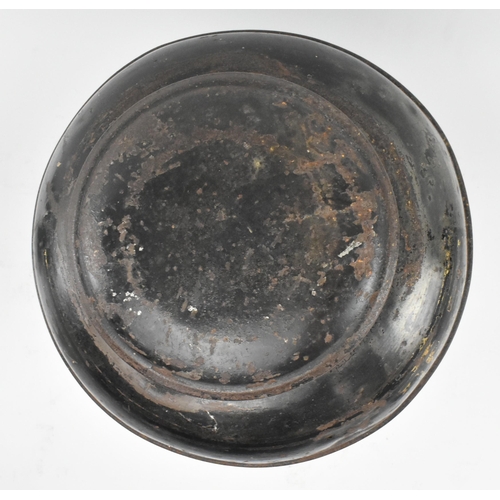 84 - A Victorian 19th century black Japanned tole painte toleware tea canister with lid  by Barnable & Co... 