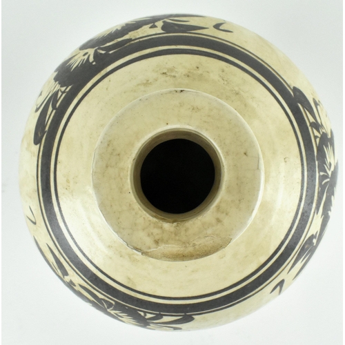 111 - A Chinese Cizhou meiping vase. The meiping vase modelled a short neck with everted rim, the body cov... 