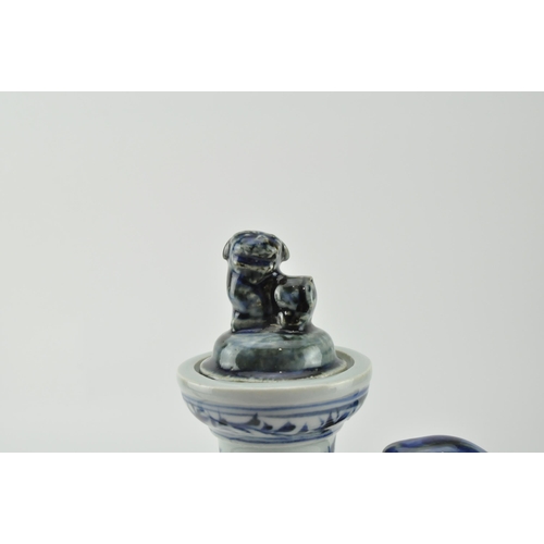 68 - A blue and white lidded 