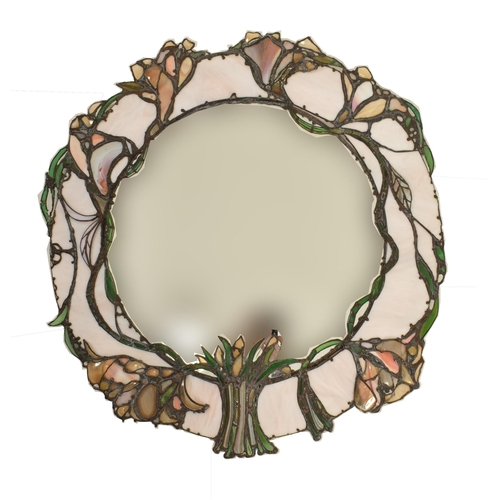 88 - John Leathwood, Hull - A large Art Nouveau style circular stained leaded glass decorative wall hangi... 