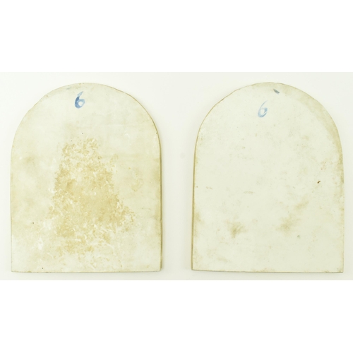 99 - Believed Sevres Porcelain, France - A pair of continental 19th century hand painted ceramic portrait... 