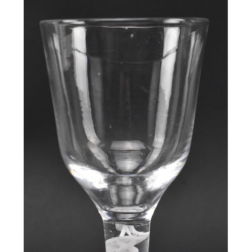87 - A George III mid 18th century hand blown lead glass double series opaque twist stem cordial glass. T... 