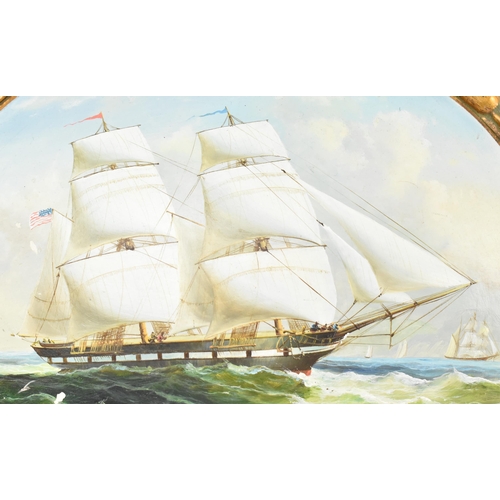 254 - P. Seltzer (Unknown) - A late 19th / early 20th century oil on board oval nautical maritime painting... 