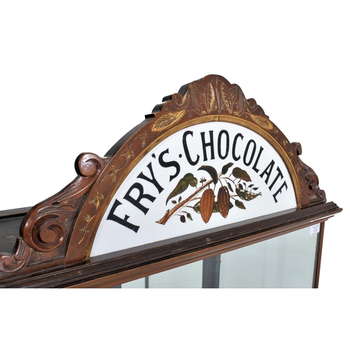 255 - Fry's Chocolate - an early 20th century Edwardian circa 1910 mahogany & milk glass confectionary poi... 