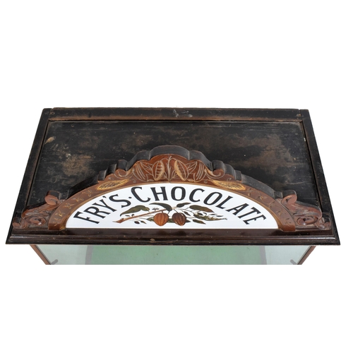 255 - Fry's Chocolate - an early 20th century Edwardian circa 1910 mahogany & milk glass confectionary poi... 