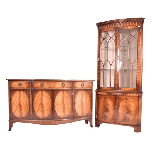 265 - Banks of Bristol - A George III Revival flame mahogany veneered dining room suite comprising extendi... 