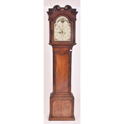 271 - E Mathews, Welchpool - A George III 18th century oak cased moon phase longcase grandfather's clock. ... 