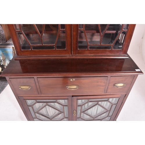 272 - A George III early 19th century mahogany & glazed library bookcase cabinet. The bookcase having an a... 