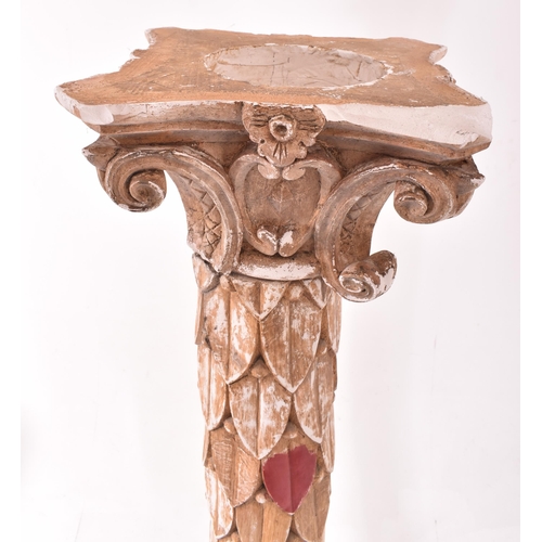 276 - A pair of 20th century plaster Classical style columns with capitals. Each having a Corinthian style... 