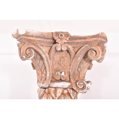 276 - A pair of 20th century plaster Classical style columns with capitals. Each having a Corinthian style... 