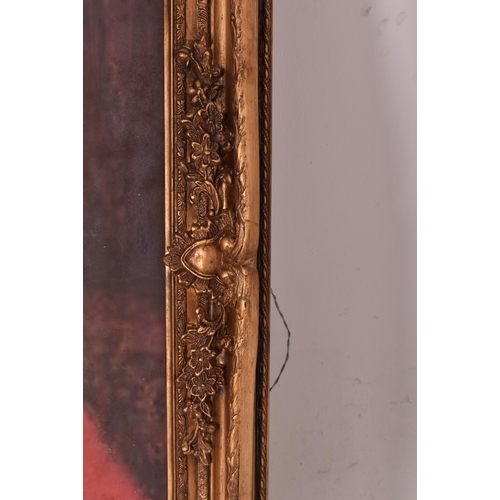 277 - A 17th century style gilt painted composite frame with print on canvas of William Scrots' portrait o... 