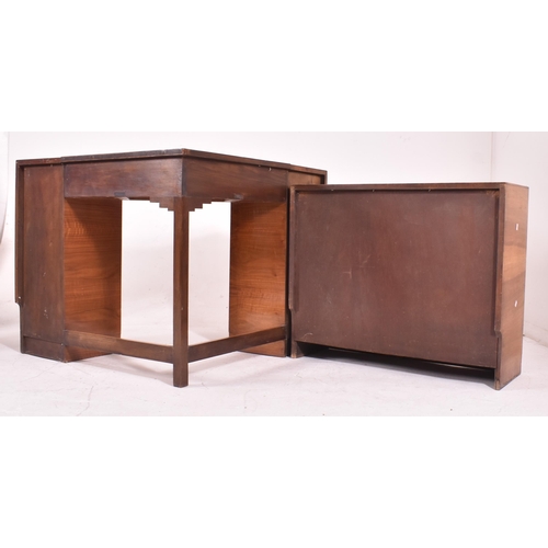 286 - An Art Deco early 20th century circa 1930s figured walnut corner writing desk with matching cabinet.... 