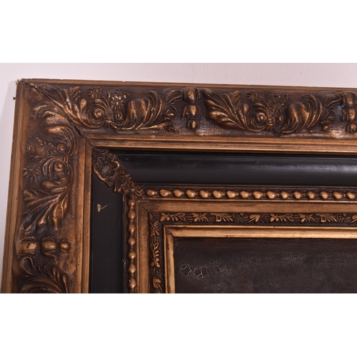 287 - A large 19th century style gilt composite and ebonised wood frame with print on canvas of Anthony va... 