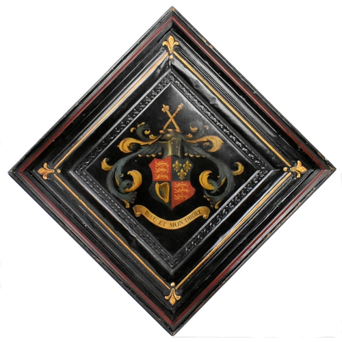 294 - A Victorian late 19th century English School oil on panel funerary hatchment. The hatchment panel de... 