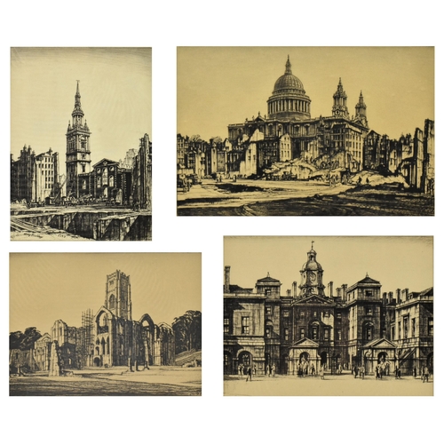 295 - Henry Rushbury (British, 1889-1968) - a set of four early to mid 20th century circa 1940s drypoint e... 