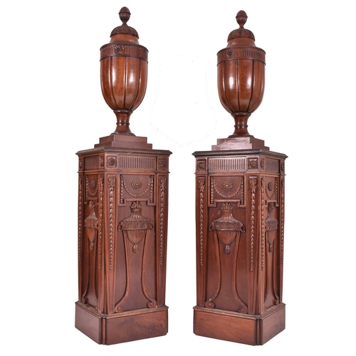 300 - Attributed to the workshop of Francis Lonygon - A large pair of Adams Revival mahogany decorative pe... 