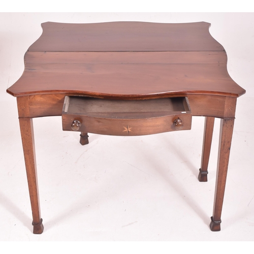 302 - A George III early 19th century mahogany serpentine front card / tea table. The table having a shape... 