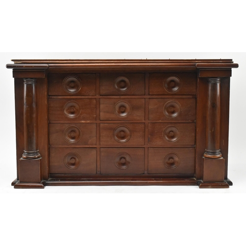 305 - A late 19th / early 20th century mahogany desk table herbalist apothecary / doctor's cabinet chest i... 