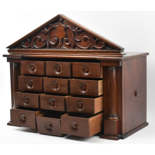 305 - A late 19th / early 20th century mahogany desk table herbalist apothecary / doctor's cabinet chest i... 