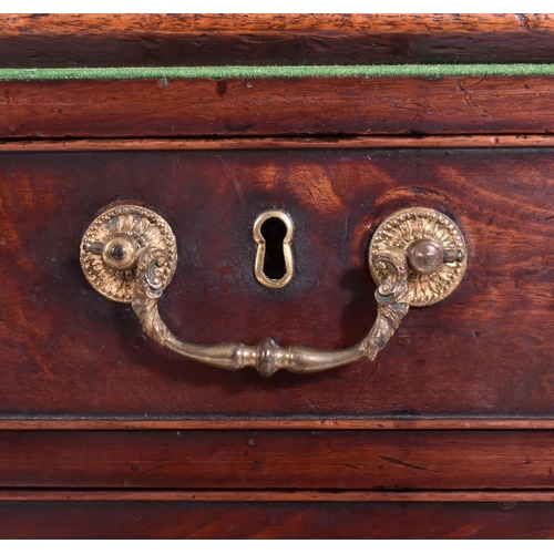 325 - A George III 18th century flame mahogany fall front writing bureau desk. The bureau having a fall fr... 