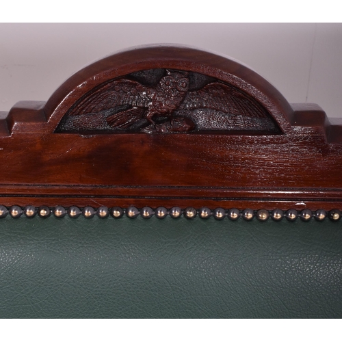 329 - A large Victorian 19th century mahogany hall settle bench settee. The settle having carved lunette s... 