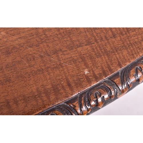 341 - An Adams Revival mahogany demi-lune console hall table. The table having a straight top with carved ... 