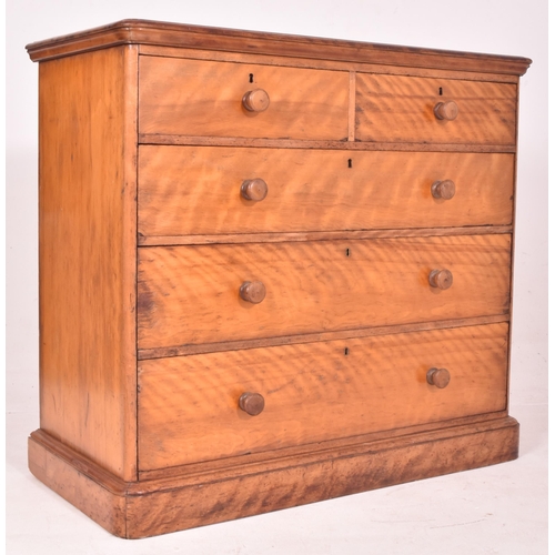 346 - A Victorian 19th century satin birch chest of drawers. The chest having a round top over two short o... 