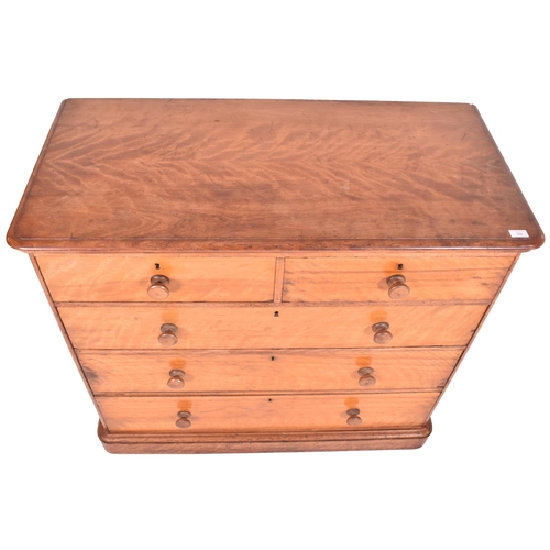 346 - A Victorian 19th century satin birch chest of drawers. The chest having a round top over two short o... 