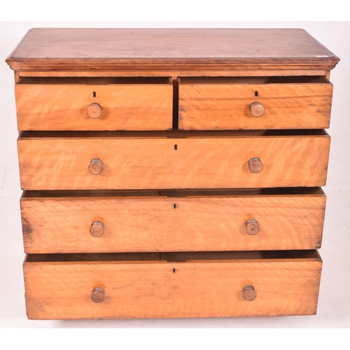 346 - A Victorian 19th century satin birch chest of drawers. The chest having a round top over two short o... 