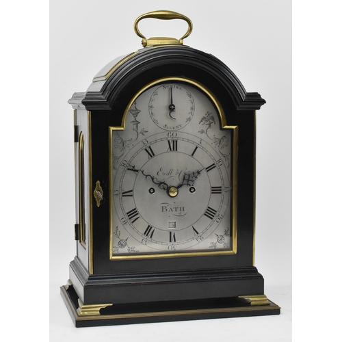 350 - William Evill & Co. - Bath - A George III 18th century ebonised wood & brass mounted eight day twin ... 