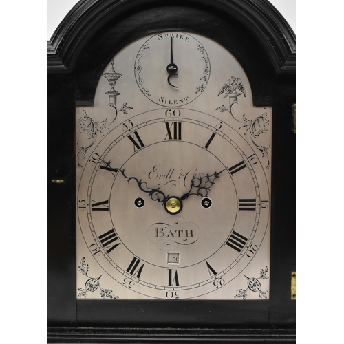 350 - William Evill & Co. - Bath - A George III 18th century ebonised wood & brass mounted eight day twin ... 