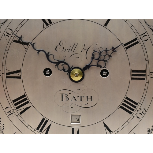 350 - William Evill & Co. - Bath - A George III 18th century ebonised wood & brass mounted eight day twin ... 