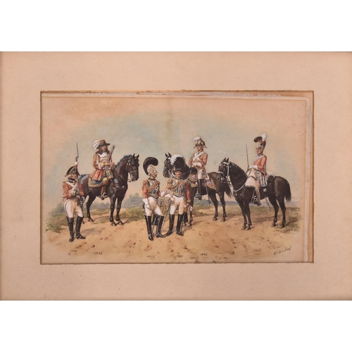 358 - Richard Simkin (British, 1840-1926) - A late 19th century watercolour on paper painting of various B... 