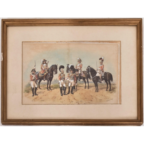 358 - Richard Simkin (British, 1840-1926) - A late 19th century watercolour on paper painting of various B... 