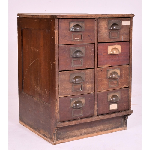 360 - An Edwardian early 20th century hardwood & brass handled eight drawers bankers' chest / filing cabin... 