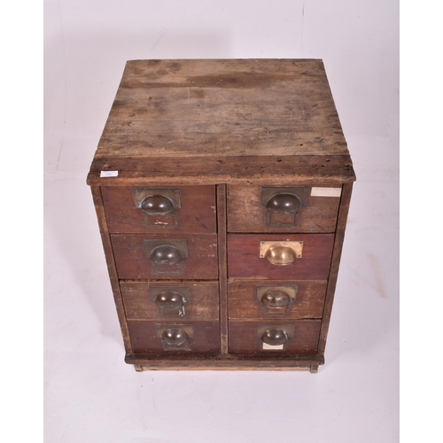 360 - An Edwardian early 20th century hardwood & brass handled eight drawers bankers' chest / filing cabin... 