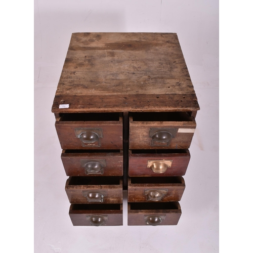 360 - An Edwardian early 20th century hardwood & brass handled eight drawers bankers' chest / filing cabin... 