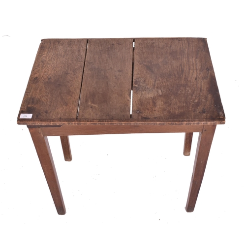 374 - A George III 18th century Welsh oak low side occasional table. The table having a rectangular top wi... 