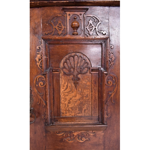 380 - A German continental late 18th century / early 19th walnut & oak with rosewood inlay wall cupboard. ... 