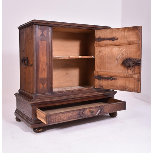 380 - A German continental late 18th century / early 19th walnut & oak with rosewood inlay wall cupboard. ... 