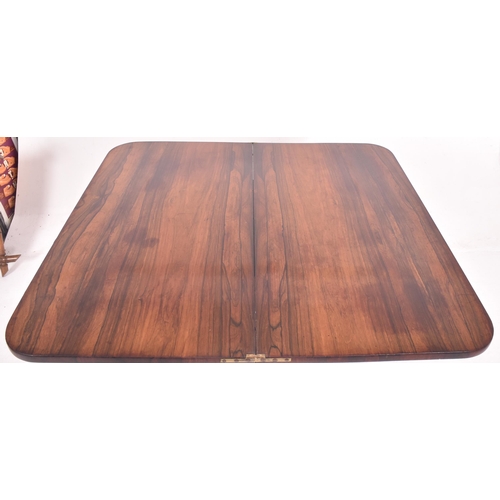 393 - A William IV 19th century mahogany tea / games card table. The table having a fold over swivel top a... 