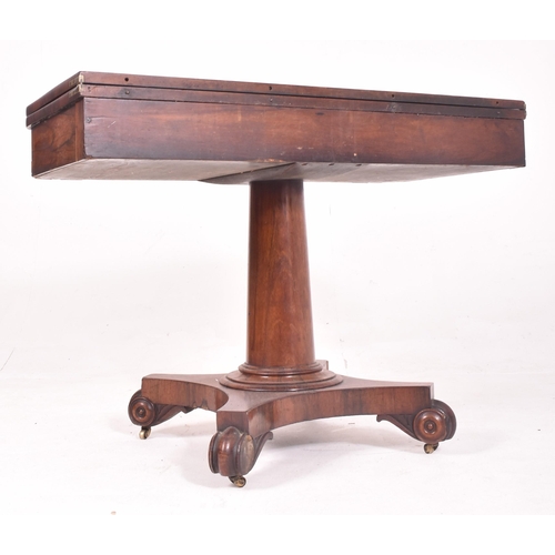 393 - A William IV 19th century mahogany tea / games card table. The table having a fold over swivel top a... 