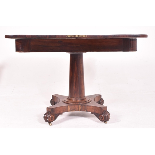 393 - A William IV 19th century mahogany tea / games card table. The table having a fold over swivel top a... 