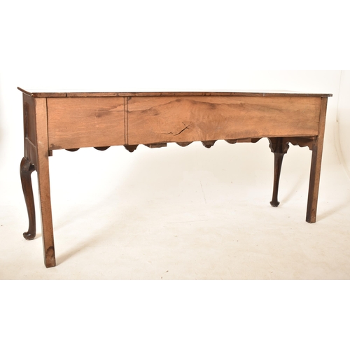 395 - A George III 18th century oak three drawer dresser base sideboard. The base having a straight rectan... 