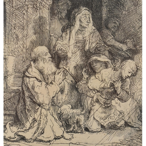 400 - Rembrandt Harmensz Van Rijn (Dutch, 1606-1669) 
 The Angel Departing from the House of Tobit  (B. Ho... 