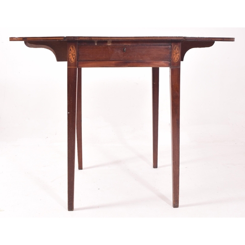 404 - A late George III 19th century mahogany & marquetry inlaid Pembroke drop leaf side table. The table ... 