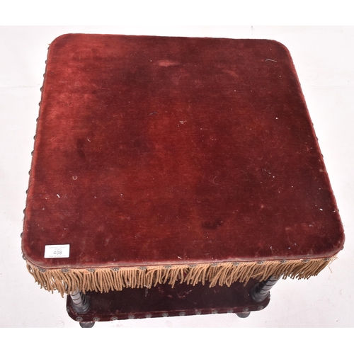 408 - A late 19th century Victorian era gypsy table. The table having velvet upholstered top red velvet wi... 