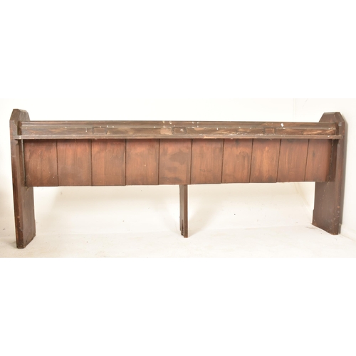 421 - A Victorian 19th century oak ecclesiastic church pew settle bench. The bench having a panelled back ... 