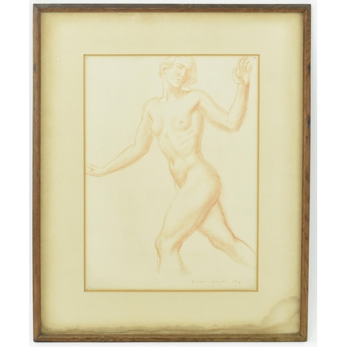 424 - Gilbert Ledward -  a sanguine chalk on paper drawing of a nude woman. Signed and dated 1939 (lower r... 